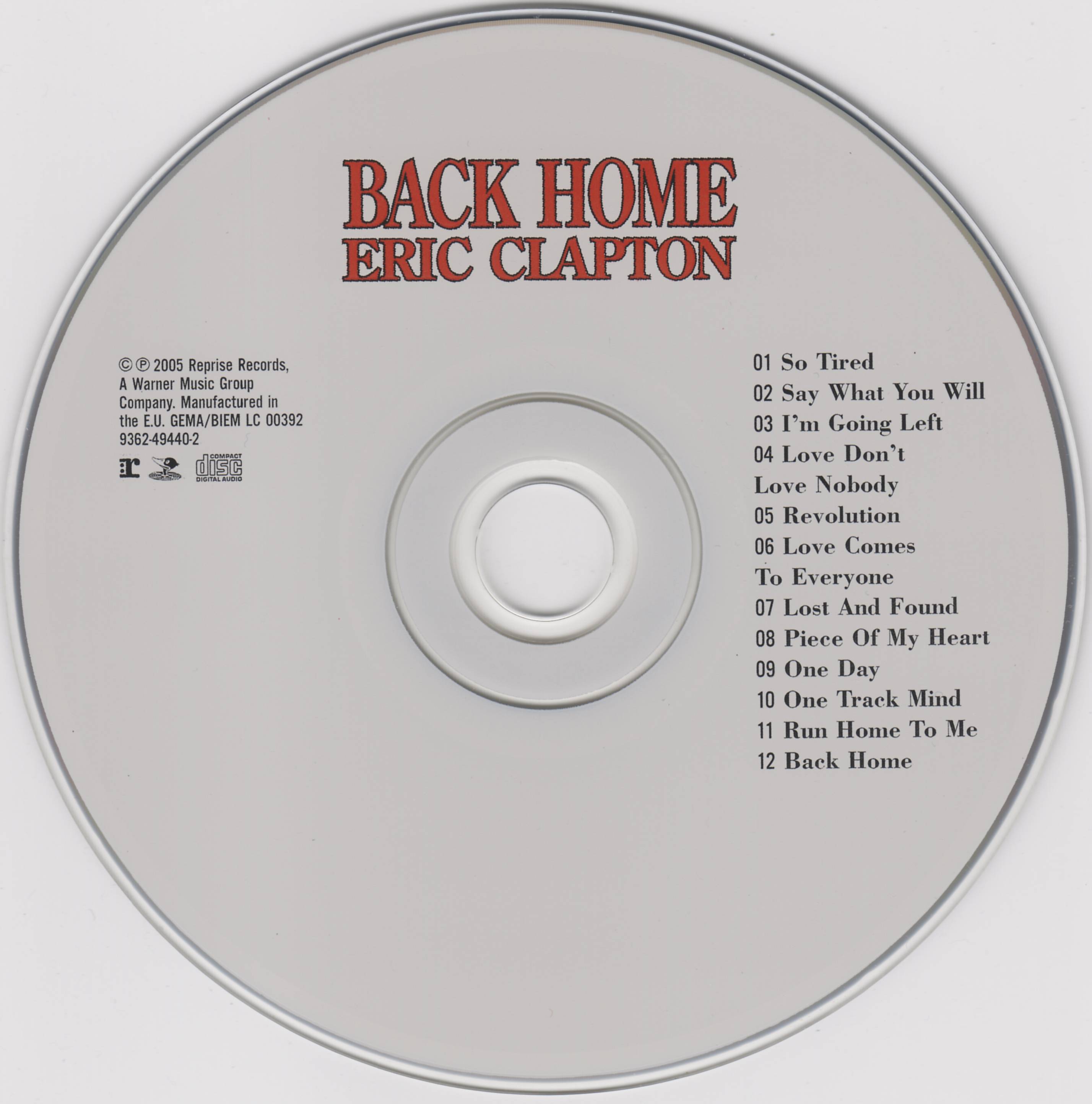 Eric Clapton Back Home : CD